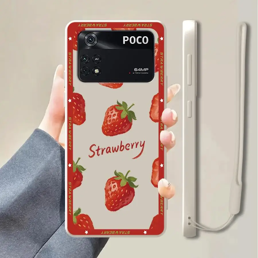 Coque de téléphone souple avec motif de fruits et bleuets, étui arrière pour Xiaomi Poco F4 C85 F5 F3 X4 X3 Pro C71 X3 NFC