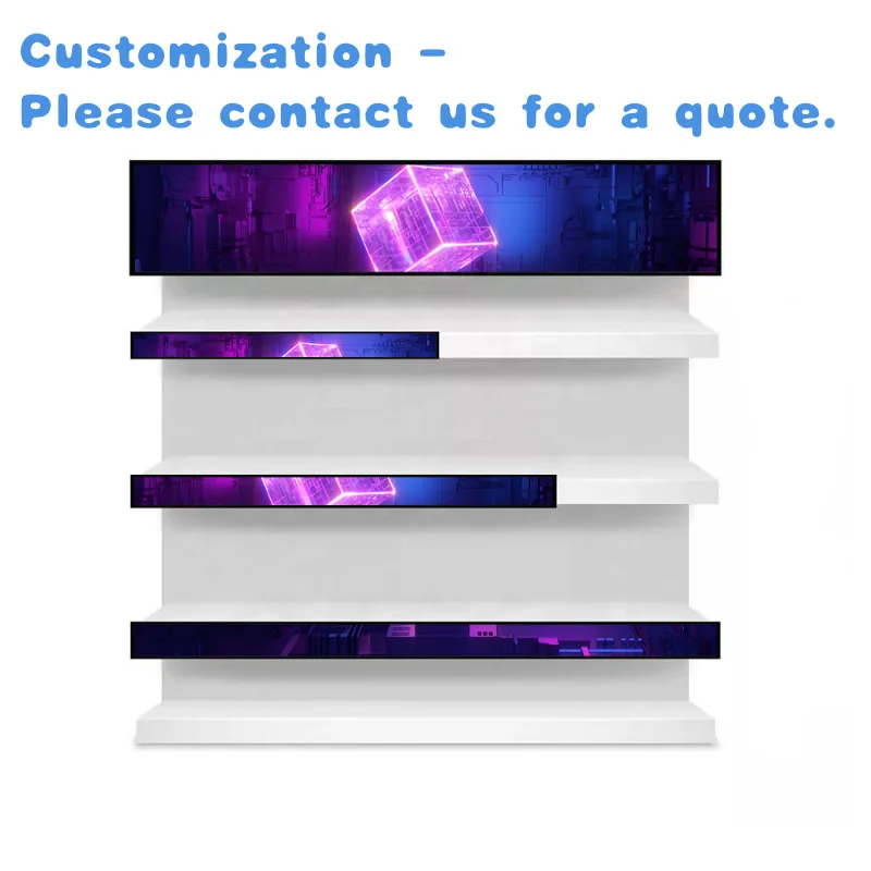custom.Screen Stretch bar Lcd Store Shelves Stretched 23.1 24 28 36 37 43 Inch ultra Wide Supermarket Shelf Signage Led Bar Disp