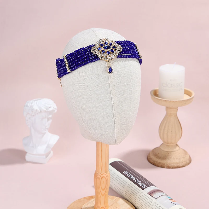 

Blue Handmade Beaded Bridal Hair Accessory Embedded Craft Suitable for Various Occasions Women's Hair Jewelry