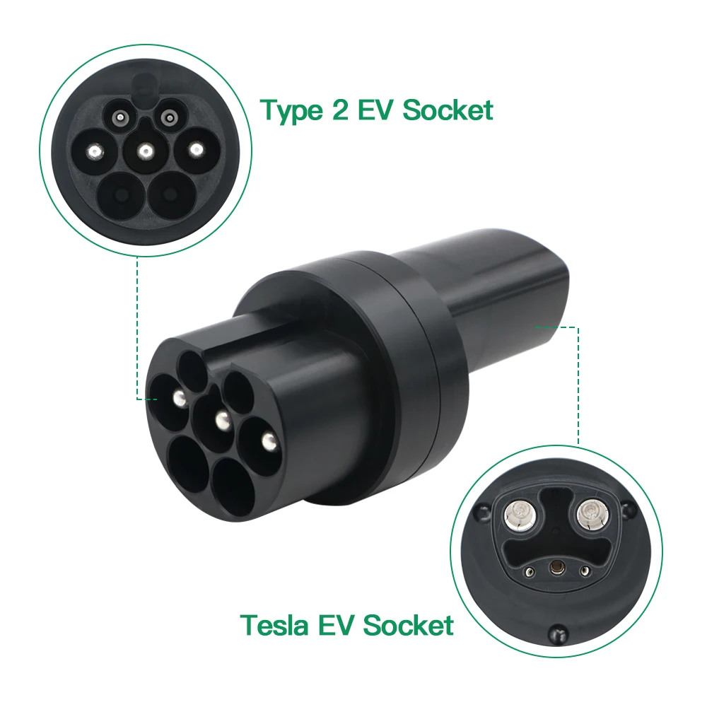 Adaptador de tipo 2a Tesla para coche eléctrico americano, conector convertidor de cargador EV de CA, 32A, 80A, 250A, NACS