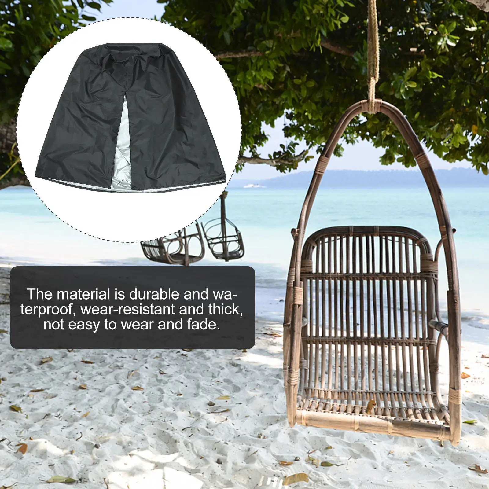 1Pcs Premium Waterproof Egg Chair Cover with Zipper Heavy-Duty Outdoor Indoor Swing Chair Protector All-Season Dust Rain Sun