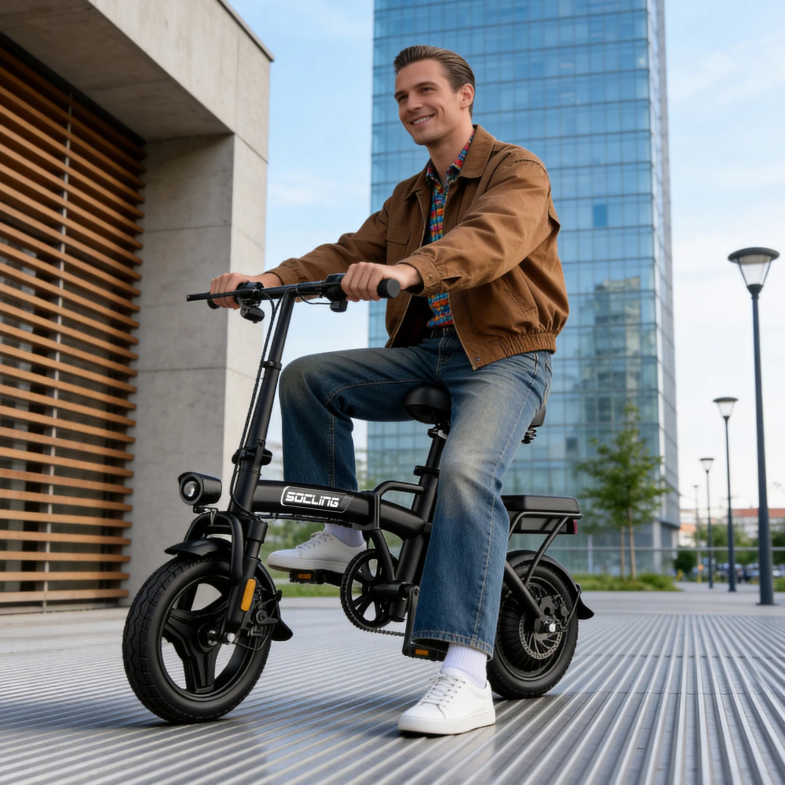 500W Electric Bicycles Ebike E-Bike For Adults, 3-Riding Modes, 14' Foldable Ebike, With Charger And Battery, MAX Speed 19.9 MPH, With A Basket And Lock, Durable And Lightweight Frame, Foldable Mini Ebike