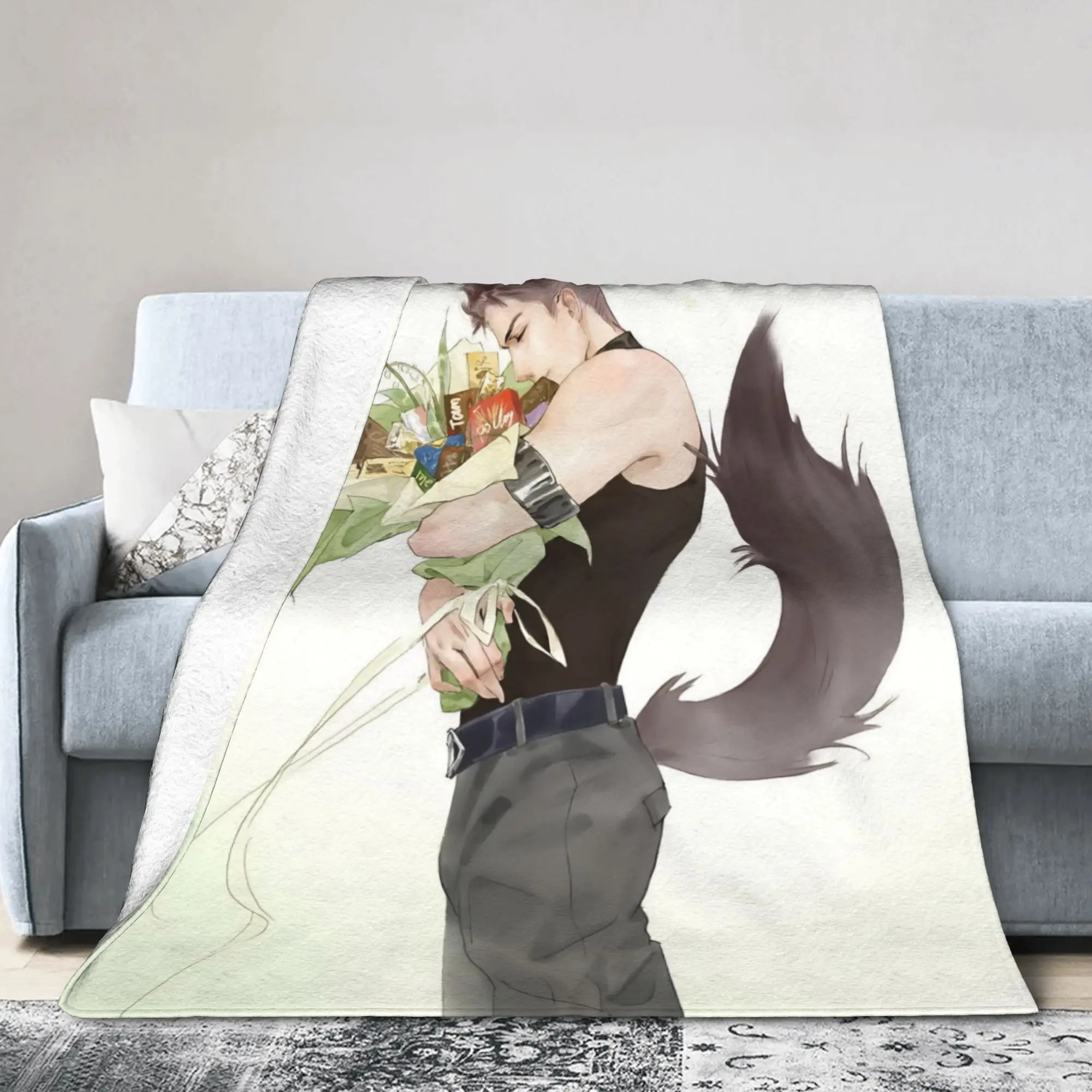 Valko Love and Deepspace Blankets Wolf Anime Flannel Funny Warm Throw Blanket for Bed Sofa Summer