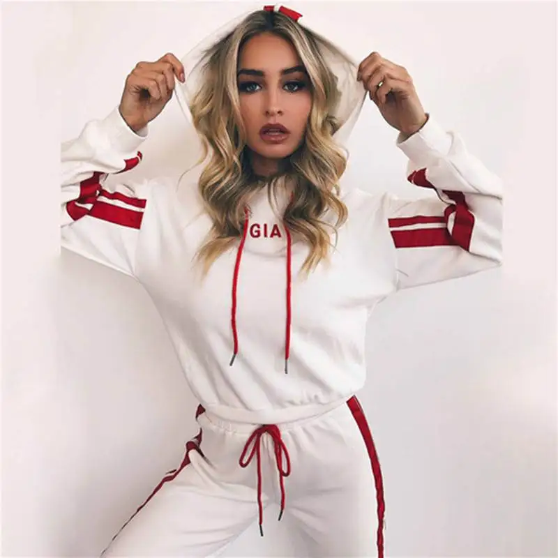 

202 Faion Casual Women's Sport Suit Two Piece Set Cotton Leisure Active Wear Fem Clothing Autumn Collection