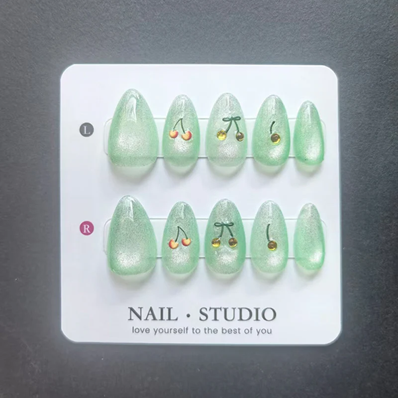 

10 шт. Накладные ногти ручной работы/искусственные ногти - AlmondSpring in Full Bloom