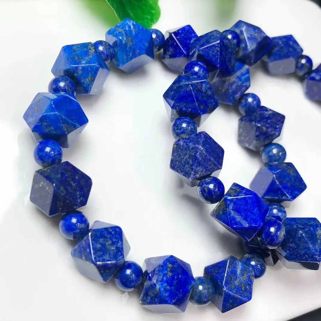 Customized Cost Creative Natural Lapis Lazuli Crystal Healing Gemstone Octagonal Bead Bracelet Fashion Jewelry Gift