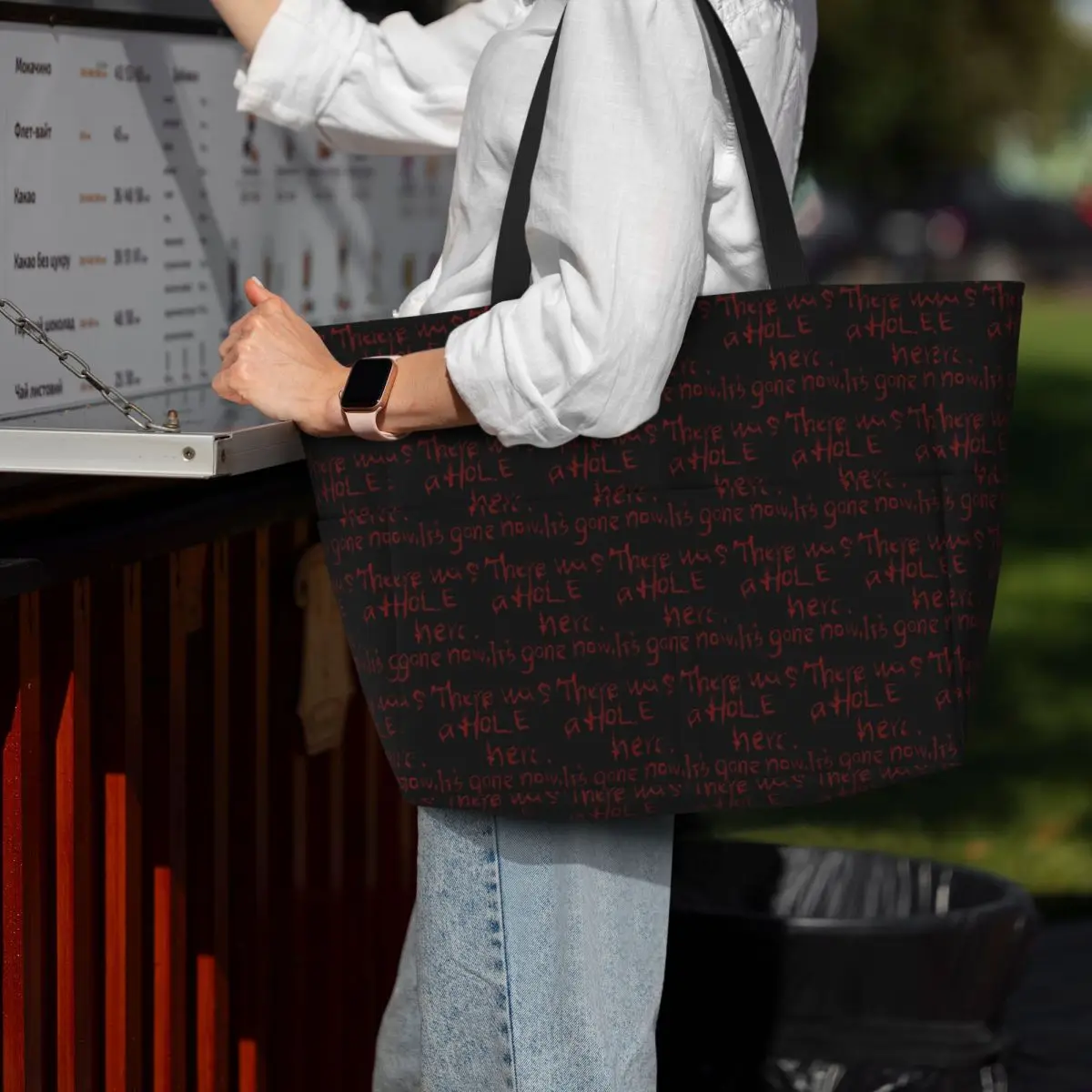 

There Was A Hole Here. It's Gone Now Silent Hill Quote Beach Tote Bag Yoga Duffle Large Tote Bag Women Travel Bag Fitness bag