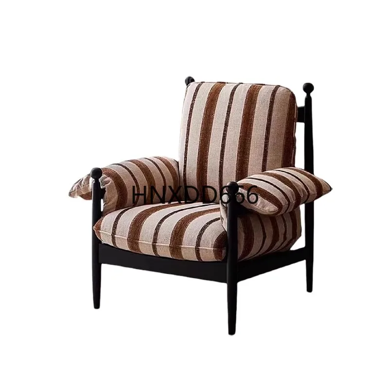 

Retro solid wood leisure chair living room backrest single sofa chair