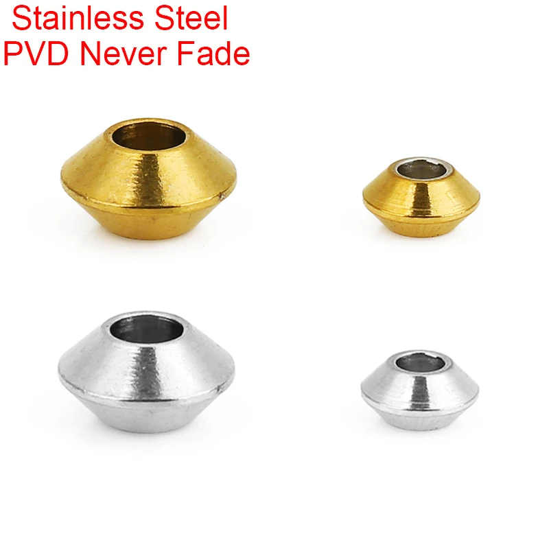 50 قطعة الفولاذ المقاوم للصدأ خزر عازل 4 مللي متر 6 مللي متر PVD لا تتلاشى أبدًا فضفاض كبير الحفرة الكبيرة خرز قلادة مجموعة لصنع المجوهرات سوار