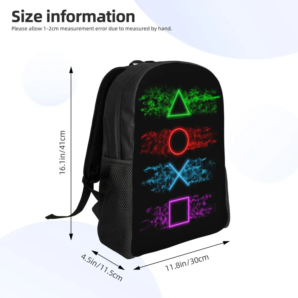 Playstation Buttons zaino per donna uomo impermeabile School College Game Gamer Gift Bag stampa Bookbag