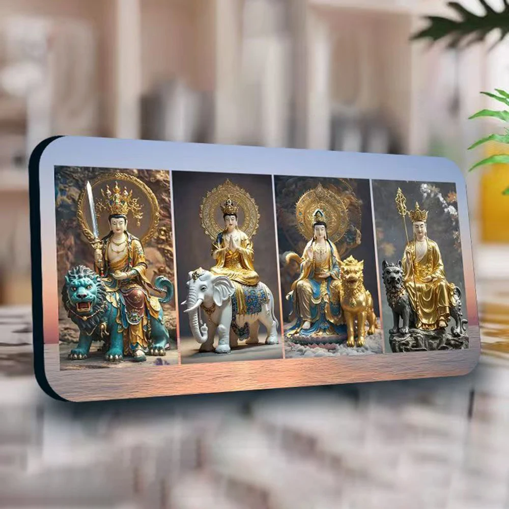 

New Four Great Bodhisattva Ornaments, 2D photo frame painting, Living room Buddha Tang desktop placement for worship, Home Decor