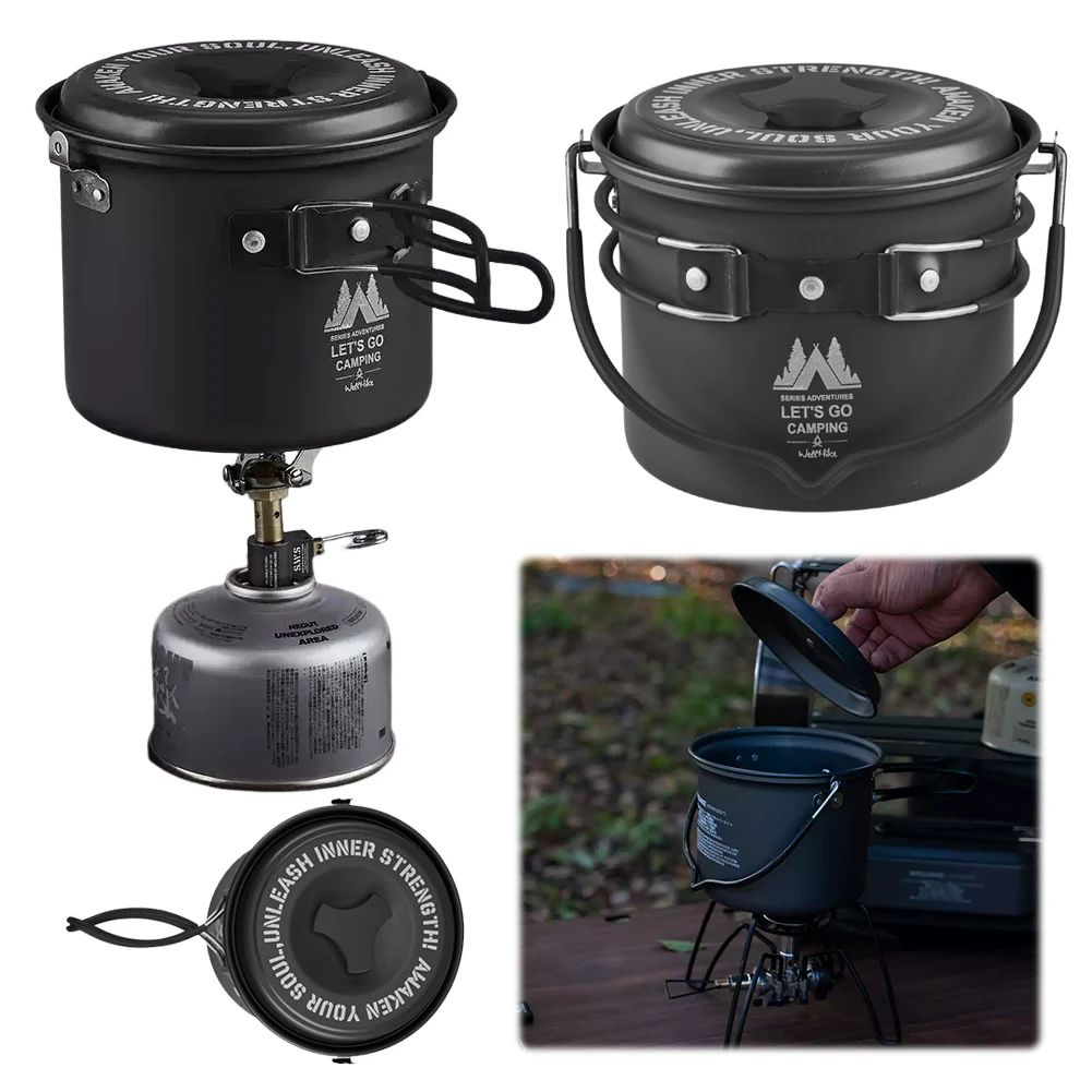 

Алюминиевый портативный походный котелок 1,4 л со складными ручками, подвесной, с крышкой, для кемпинга, походов, пикников, путешествий