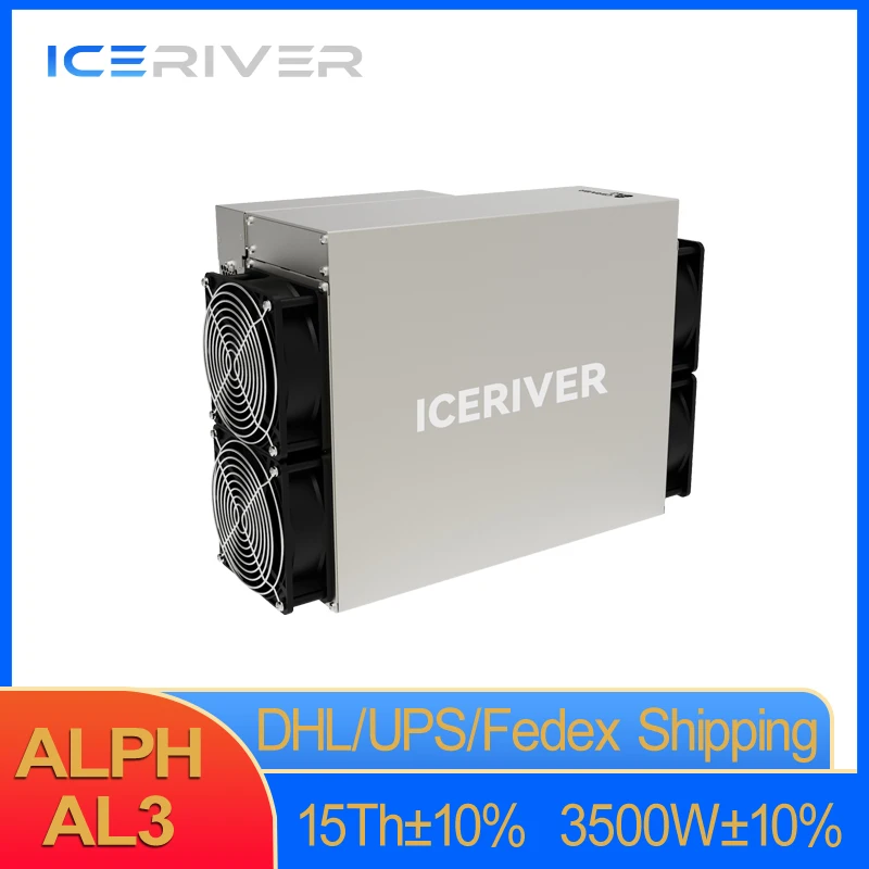 Model ALPH Miner AL3 From IceRiver Mining Blake3 Algorithm With a Maximum Hashrate of 15Th/s for a Power Consumption of 3500W