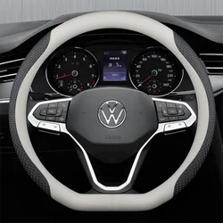 for Volkswagen VW Atlas Passat CC Taos touareg R-line Car Steering Wheel Cover 10colour Suede Leather 38 CM Auto Accessories
