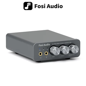 Fosi Audio K5 PRO Gaming USB DAC met microfoon Hoofdtelefoonversterker Mini-audiodecoder voor PS5 Desktop-aangedreven actieve luidsprekers