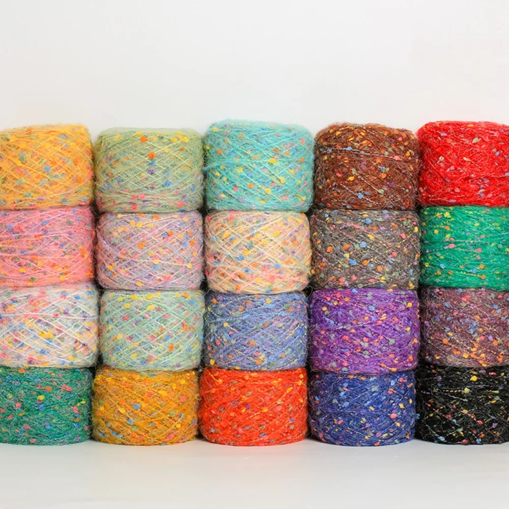 50g/Ball Rainbow Color Dot Mohair Yarn Soft and Comfortable Hand-woven DIY Scarf Shawl Coat Knitting Crochet Mixed Thread