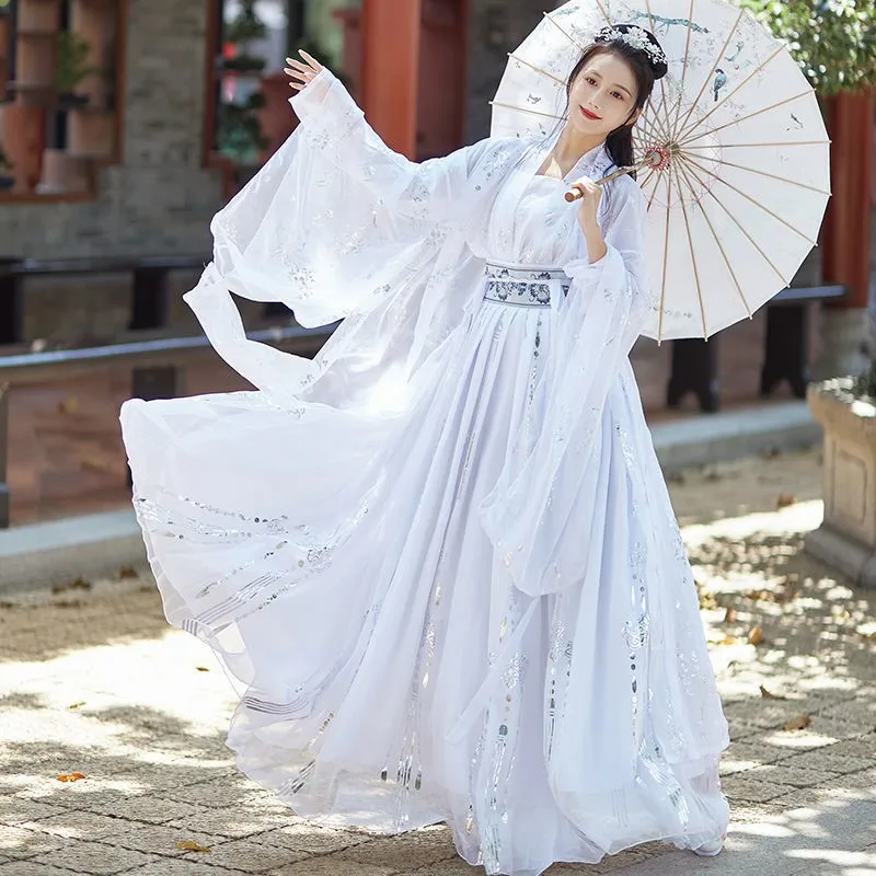 Robe Hanfu de style traditionnel chinois nickel é pour femmes, jupe élégante à la taille, costume de scène, magnifique