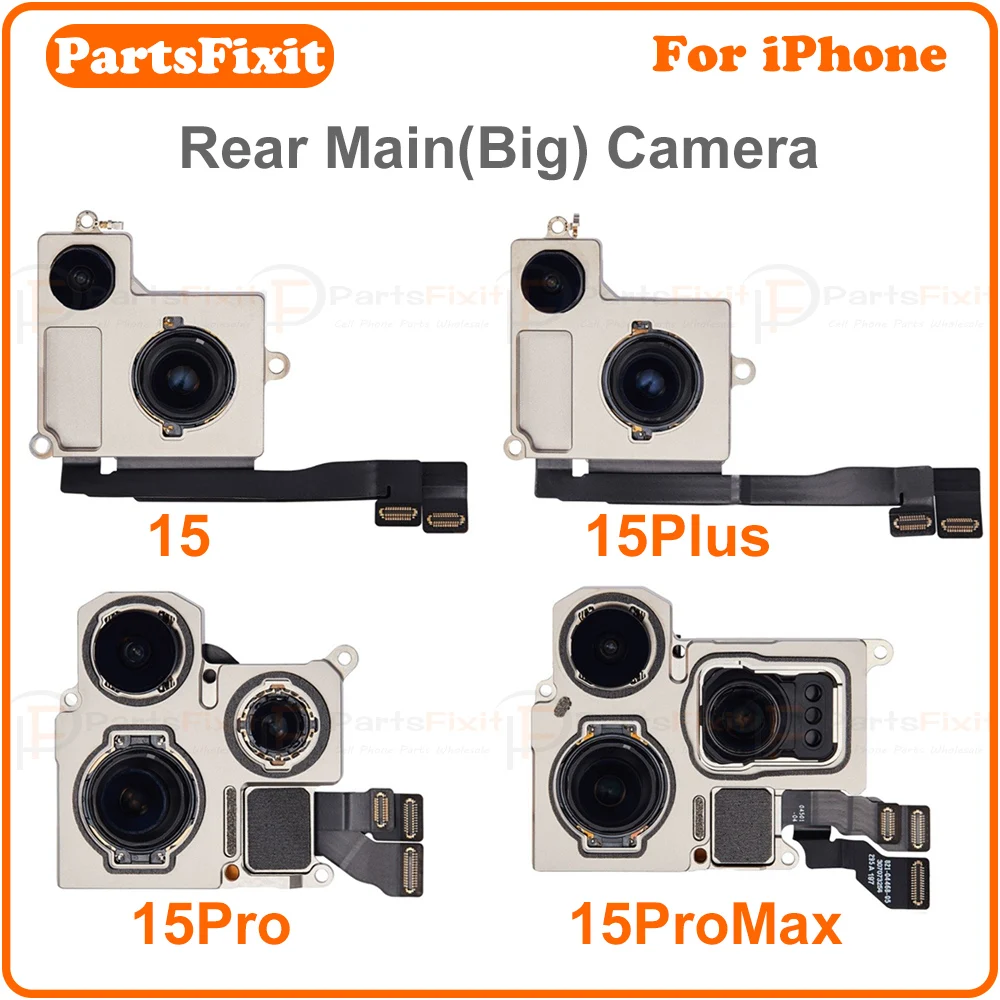 リアバックメインビッグカメラモジュール-iphone-15-15plus-15pro-15promax-バックカメラフレックスケーブルビッグメインカメラモジュール修理部品