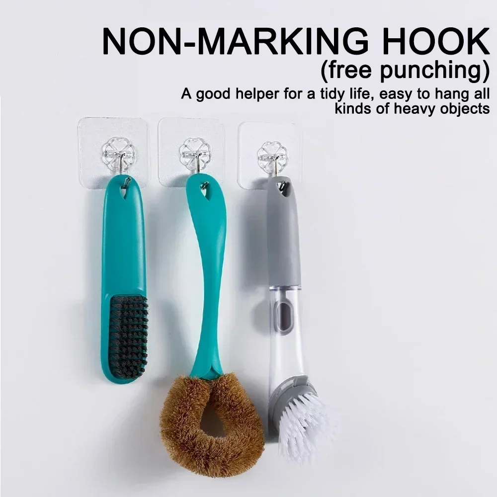 2pcs Transparent Self Adhesive Hooks Door Wall Mounted Hanger Hook Suction Heavy Load Rack Kitchen Bathroom Organizer Holder