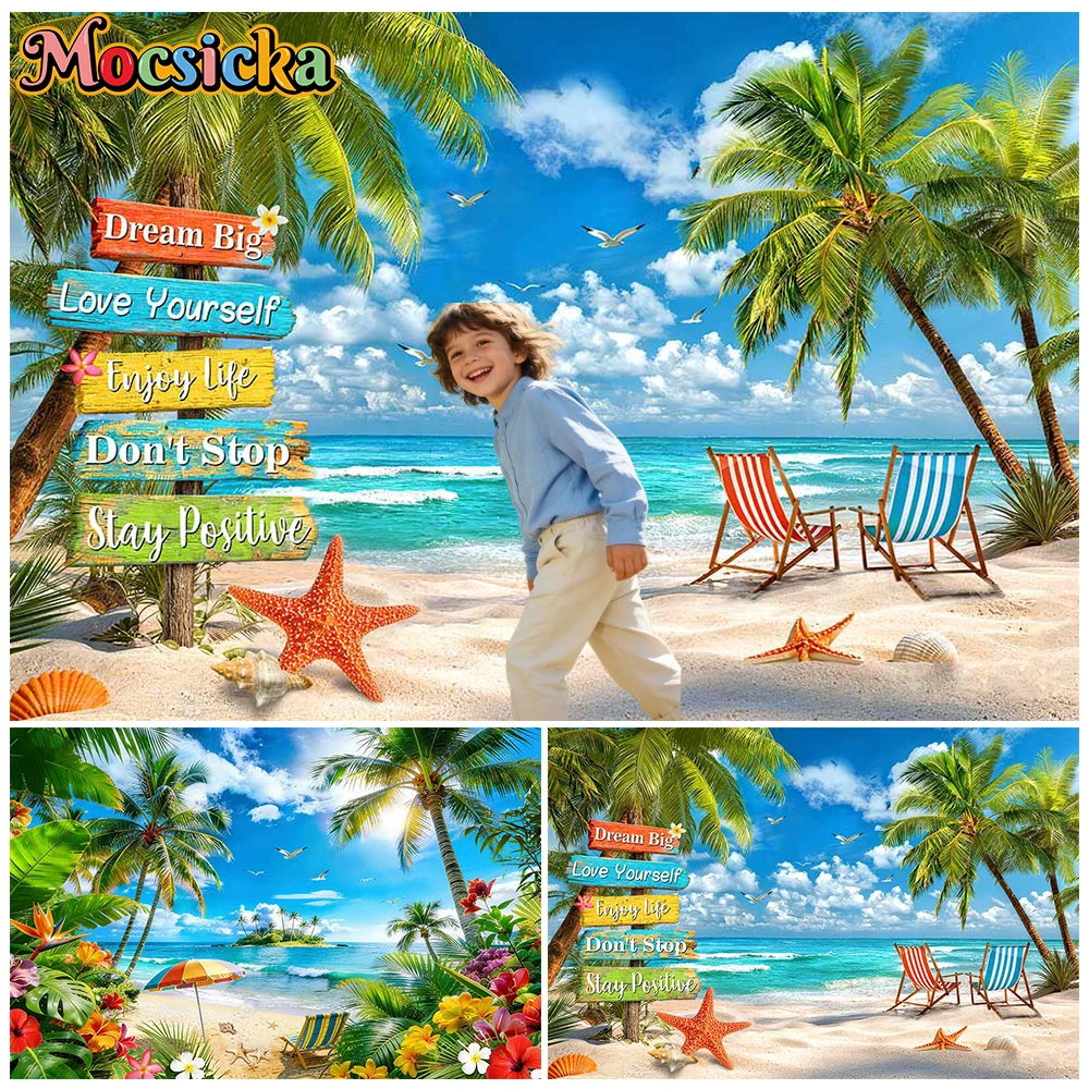 

Mocsicka Background Photography Shooting Props Summer Ocean Beach Vacation Decor Kid Birthday Party Backdrop Photo Studio Banner