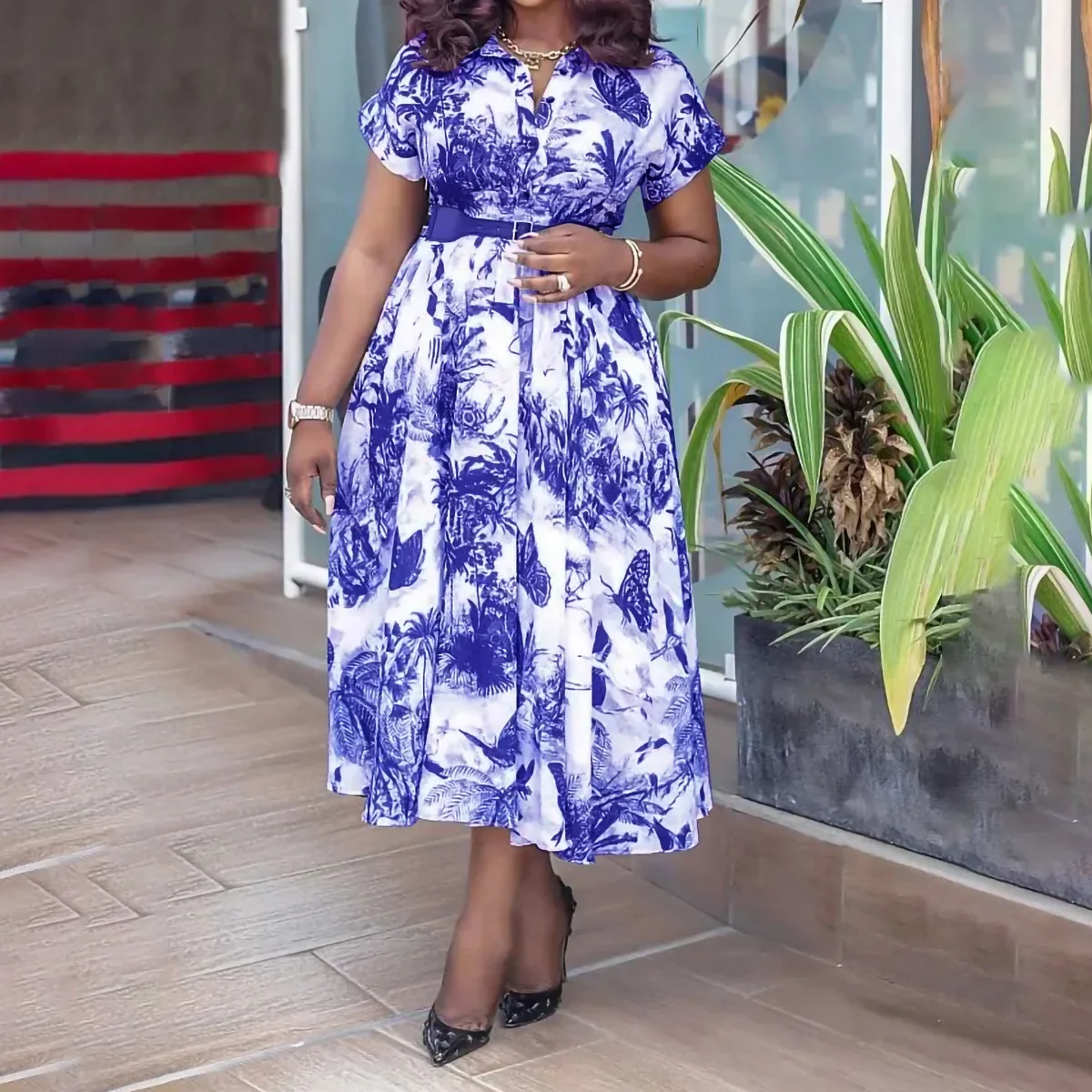 

Летняя мода 2025 года, африканское вечернее длинное платье с короткими рукавами и принтом из полиэстера, платье Анкара, Дашики, африканские платья