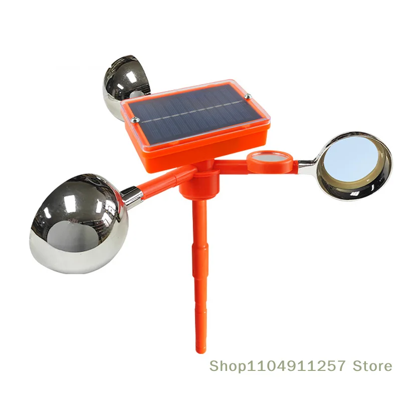 Solar Powered Voice Bird Deterrent Device With 3 Pieces 360° Reflective Rotating Prisms Cups For Outdoor Garden Yard Scare Birds