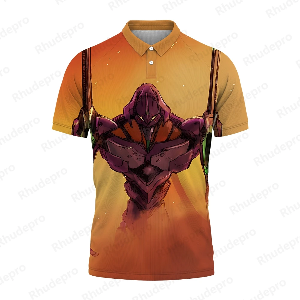 Polo de manga corta para hombre, Camiseta con estampado de neón, Genesis Evangelion 2024, 5XL, Cosplay, Anime, de alta calidad, a la moda, de gran tamaño, nuevo