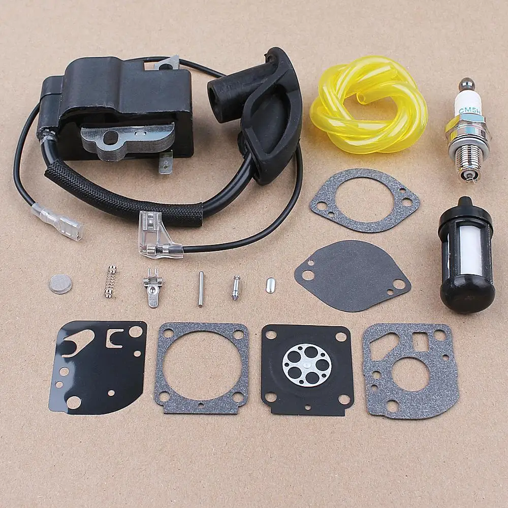 Kit de reparación de carburador de bobina de encendido, Kit de línea de filtro de combustible para motor Stihl FS87 FS90 FS100 HL100 HL95 KM90 HT100 KM100 KM130