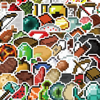 50Pcs My World Material Stickers Set Waterproof Cartoon Decals for Laptop Phone Suitcase Guitar - Primitive Forest DIY Sticker