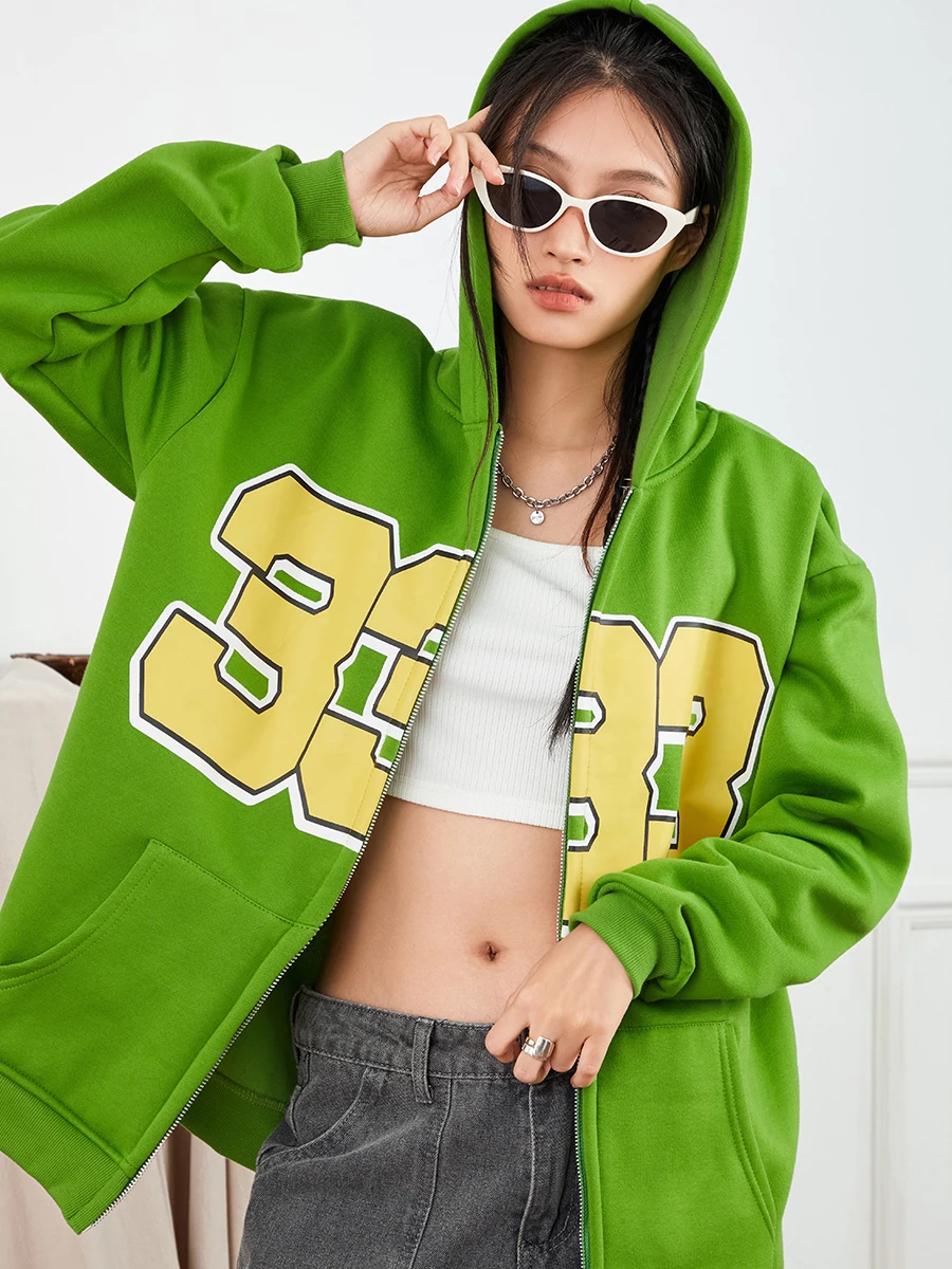 

wsevypo Men Women Oversized Hoodies Fashion Hip Hop Letter Print Long Sleeve Zip Up Hooded Sweatshirts Streetwear Fall Coats