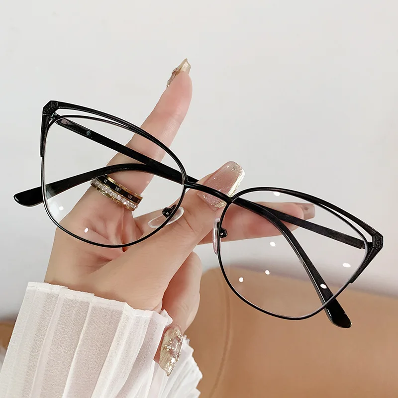 CAIDERONI Trend Cat Eye Frauen Mode Anti Blau Licht Metall Gläser Schmetterling Angepasst Objektiv Lesebrille Frauen Kurzsichtig 25062 6