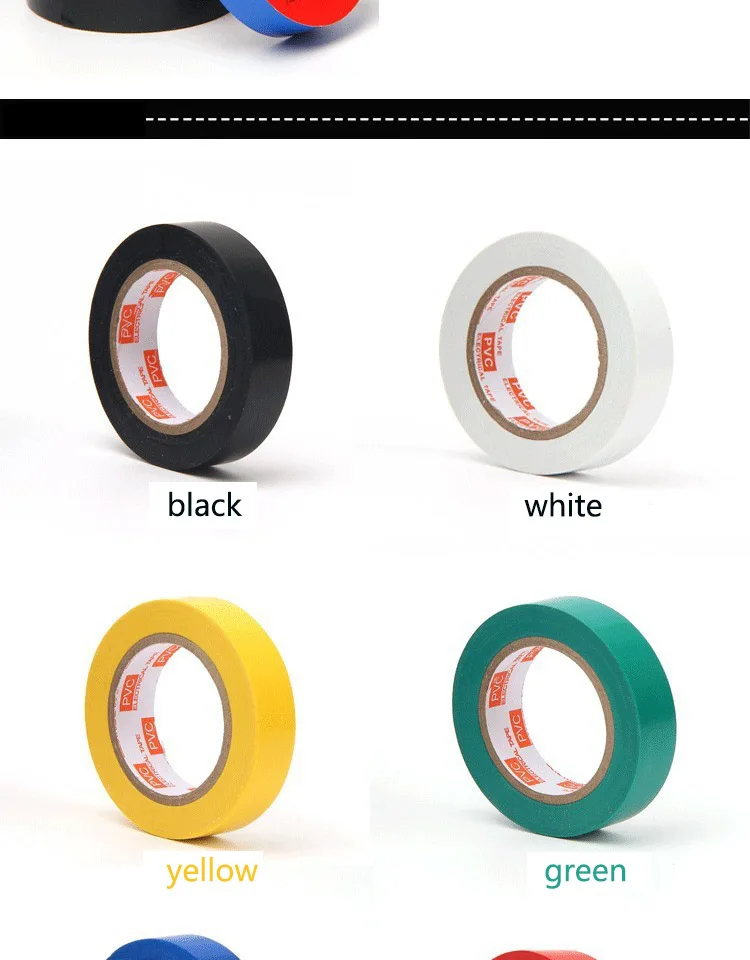 PVC-Isolierband, rot, gelb, grün, blau, schwarz, Isolierband, Super Stick, wasserdichtes PVC-Band, 1 Rolle 10 m und 5 m – Detail 2