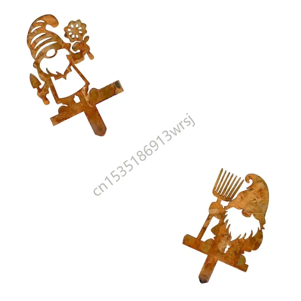 

G5GB Rusty Christmas Dwarf Ornaments Recyclable Metal Art For Porch Patios Decoration