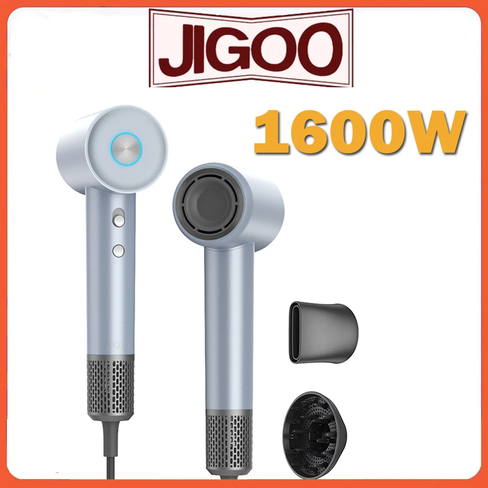 JIGOO H300 1600W High-Speed Hair Dryer 200 Million Negative Lons 2 Speed Levels 110000rpm Brushless Motor Low Noise 3-Color