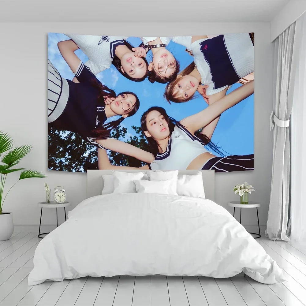 Attention New-Jeans Album Cover Tapestry Kpop Home Room Decor Livingroom Bedroom Concert Decoration