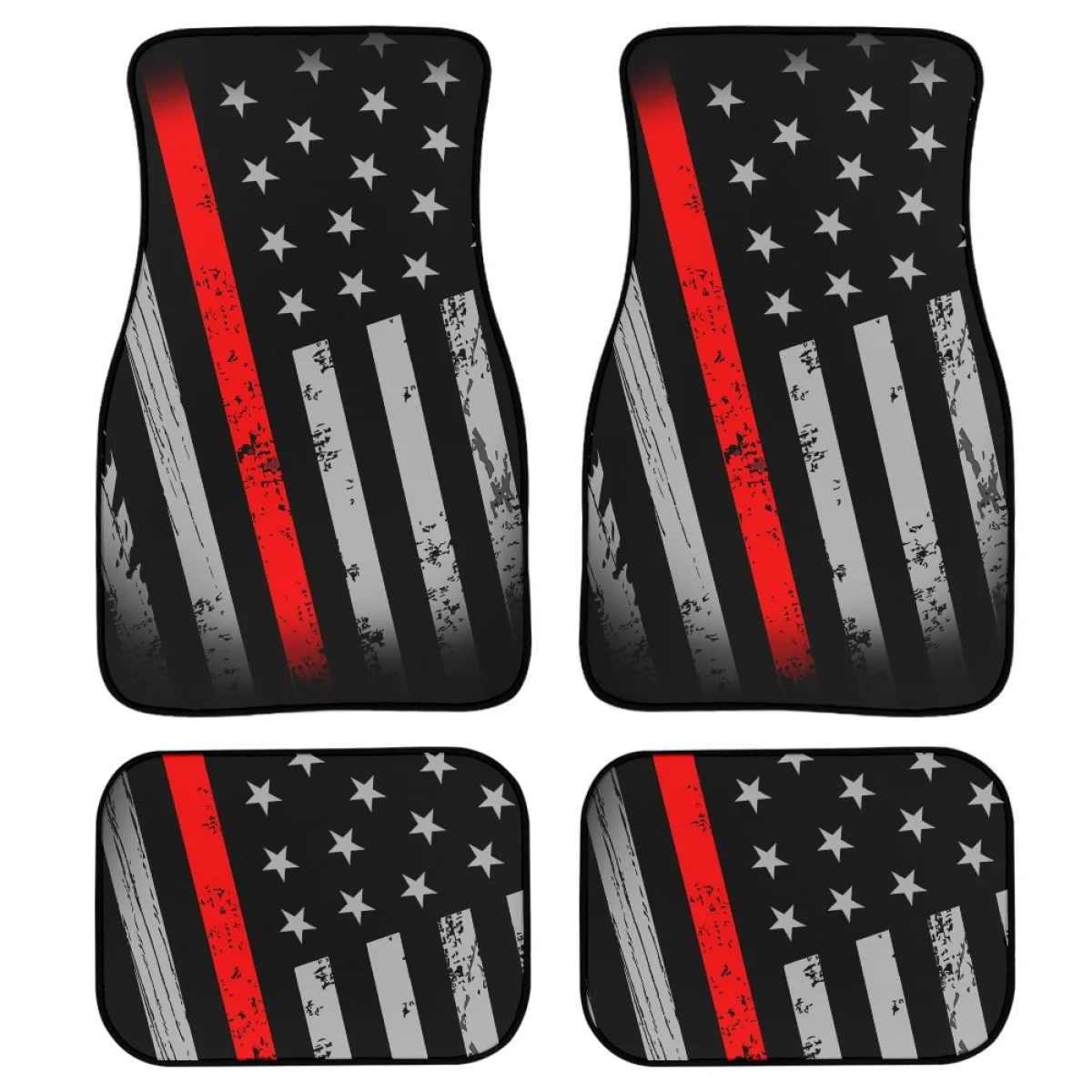 4 Set of Car Floor Mats US Flag Design  Car Decor Front and Second Row Short Plush Non-Slip Carpet Car Interior Accessoroes 2023