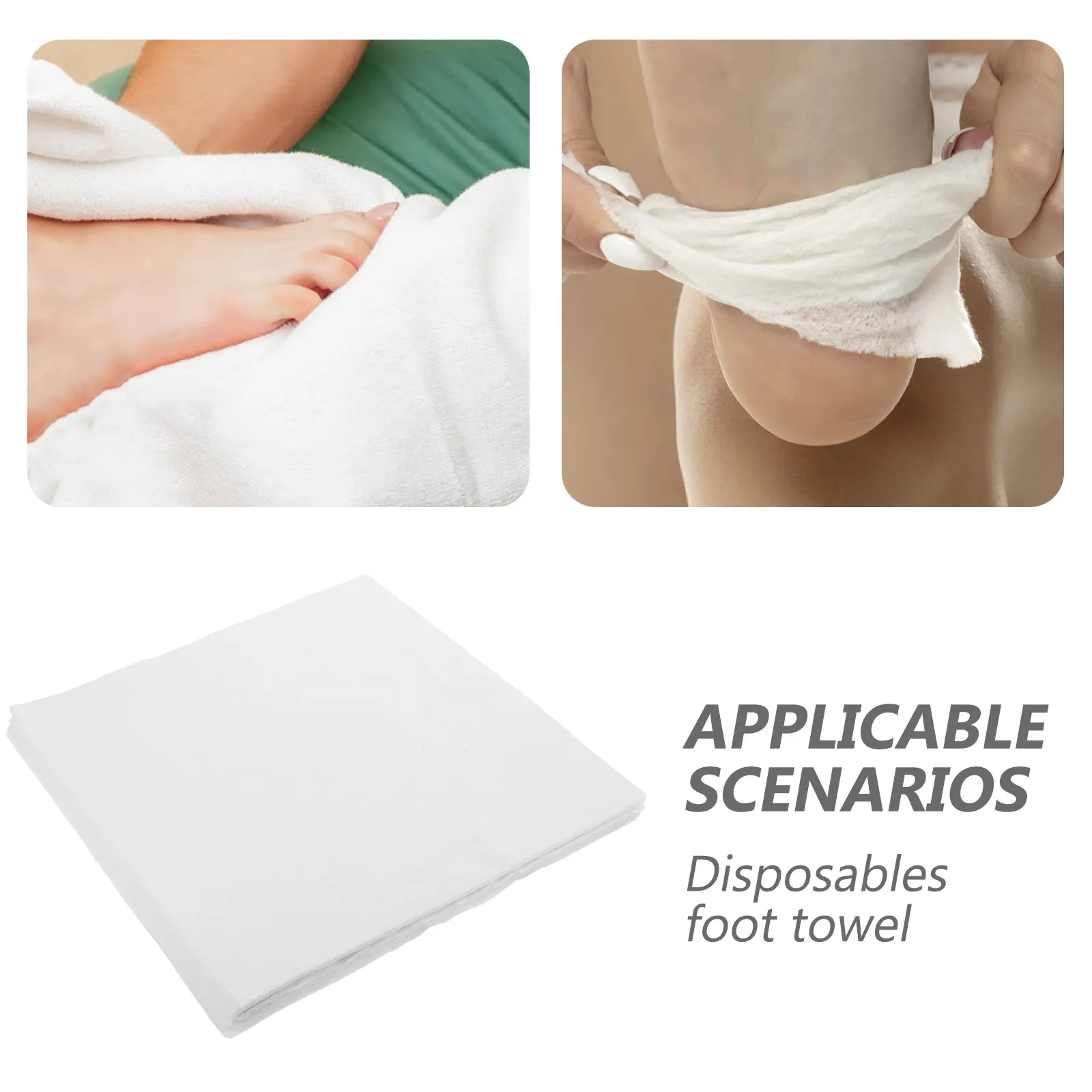 100Pcs Disposable Foot Towels Wood Pulp Cotton Soft Spa Salon Nail Care Bath Towels Portable Body Wipes Travel Gym Bathroom