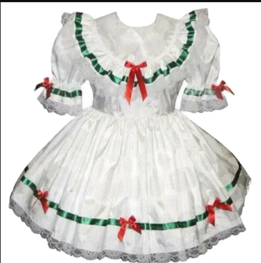 

Sissy Dress Maid Pink Satin Lace Bubble Sleeve Adult Little Girl Giant Baby Doll Costume Customization