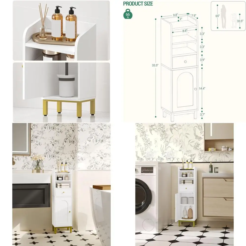 

Шкаф для хранения в ванной комнате, угловой напольный шкаф с ящиками и дверцами, узкий держатель для туалетной бумаги, органайзер для ванной комнаты с регулировкой