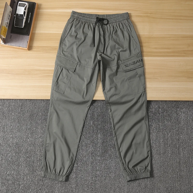 

Легкие удобные мужские повседневные рабочие брюки со свободной талией, весна-лето, модные городские прямые длинные брюки