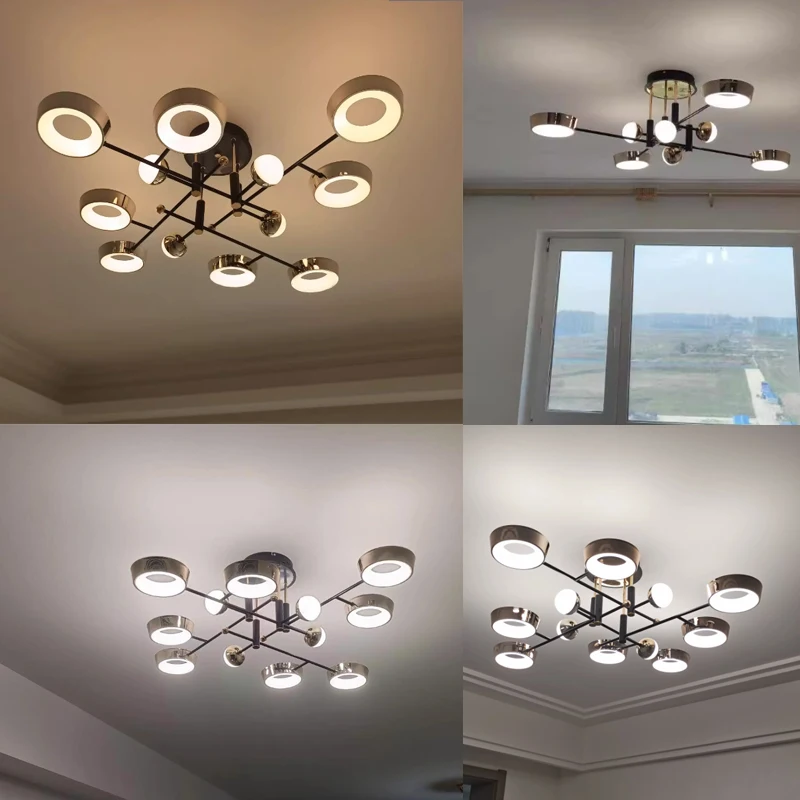 Nordic Living Room Hanging Pendant Ligh Parlour Bedroom Ceiling Light Kitchen Room Decoration lamp  LED Home Light 3-Color Light