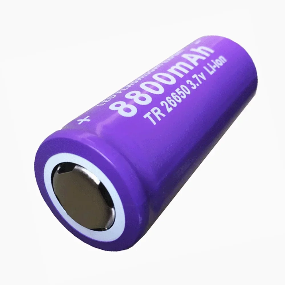 8800mAh 100% rechargeable 26650 3.7V lithium ion battery for LED flashlight, high quality.