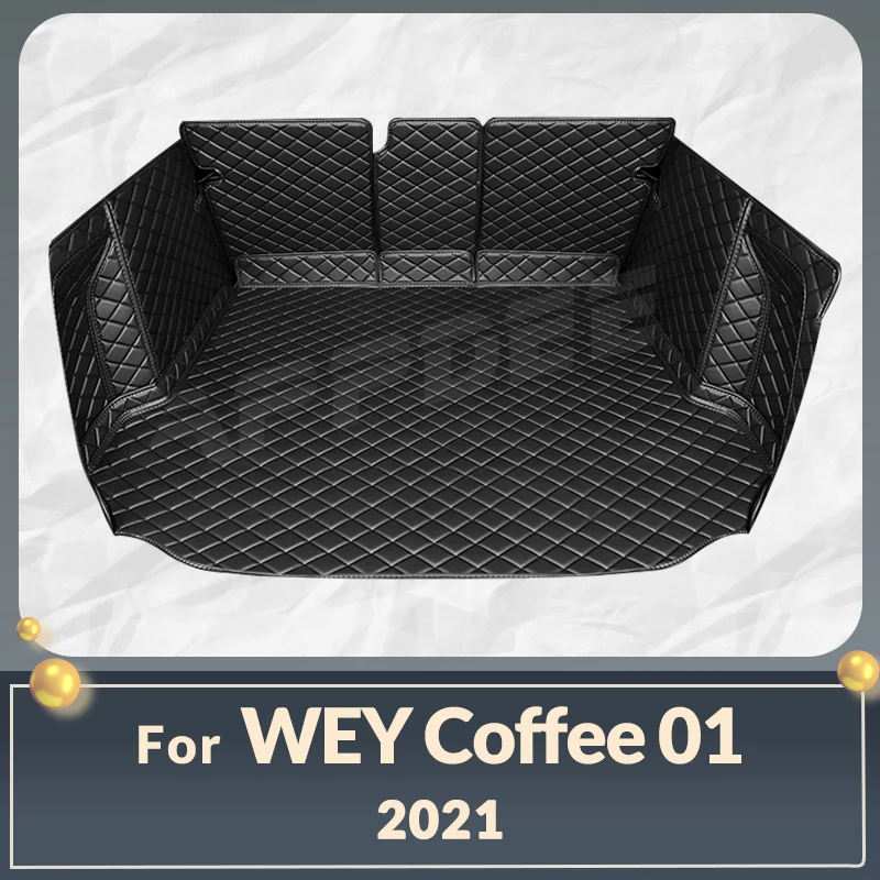 Auto Full Coverage Trunk Mat For WEY Coffee 01 2021 Leather Car Boot Cover Pad Cargo Liner Interior Protector Accessories