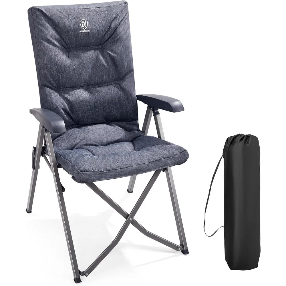 Folding Camping Recliner Chair Fully Padded with Adjustable High Back Support Portable for Adults Patio Reclining Chair