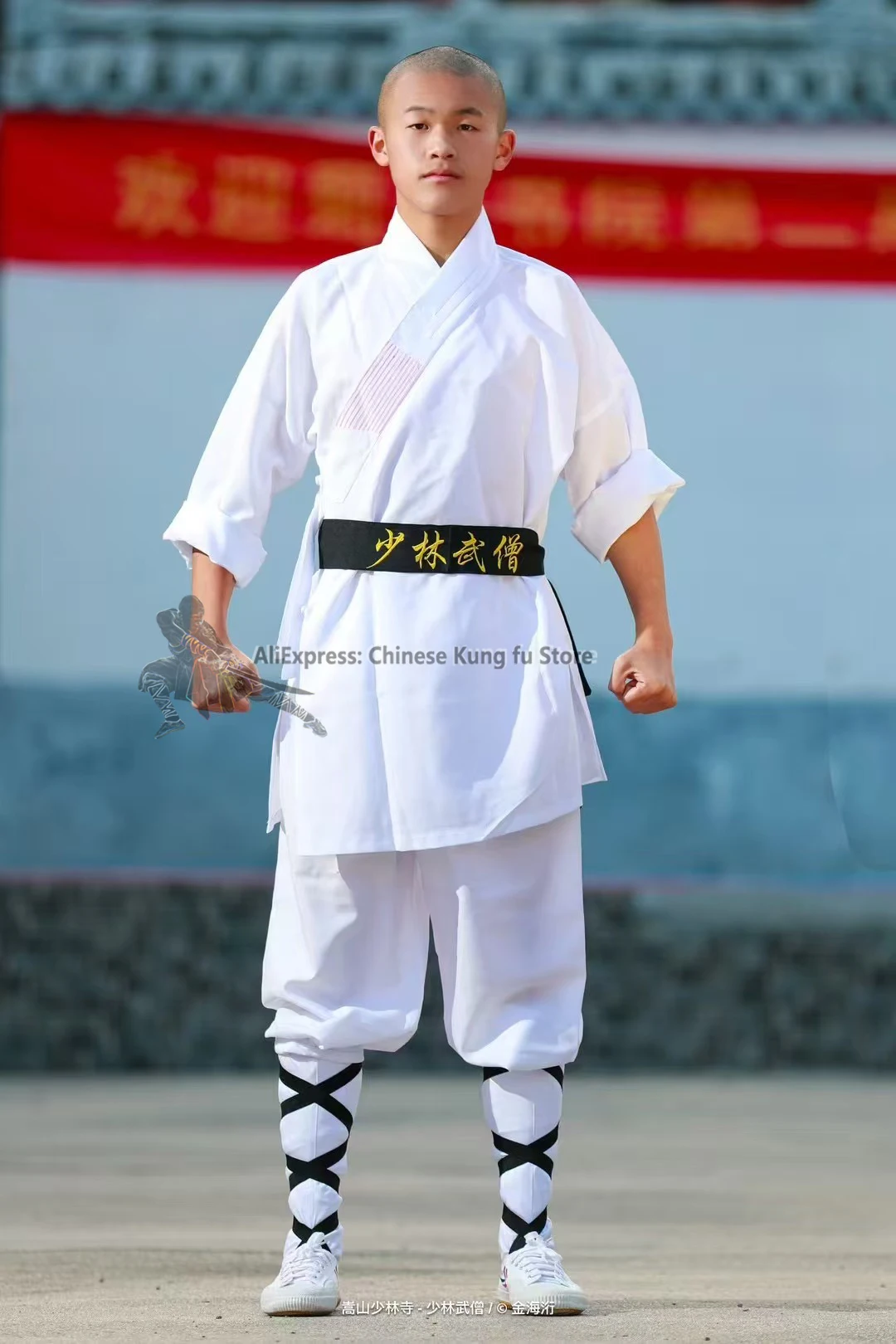 

White Polyester Shaolin Monk Kung fu Suit Martial arts Tai chi Wing Chun Taoist Uniforms