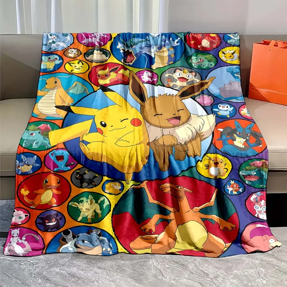 Japanese Pokemon Pikachu Anime Cartoon Blanket Flannel Soft Fluffy Fleece Throw Camping Blankets for Children Sofa Blanket Gift