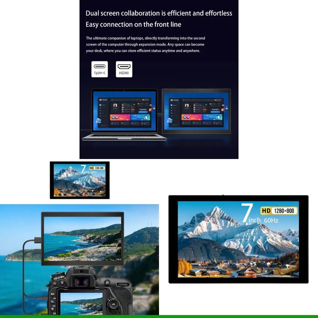 

U55C Портативный 7-дюймовый дополнительный экран для многозадачных портативных ПК с разрешением 1280x800