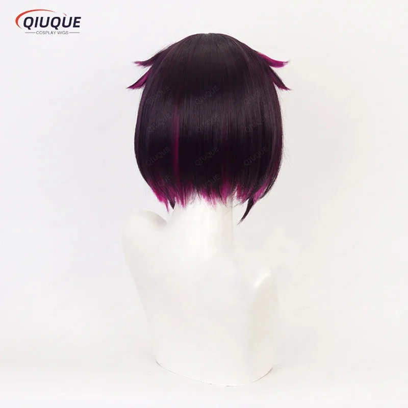 2025 yiyi Anime Lilia Vanrouge Cosplay Short Black Purple Mixed Heat Resistant Synthetic Hair Halloween Role Play Wigs + Wig