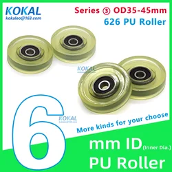 [PUd6] 1PCS 626RS 626 hot sale polyurethane PU TPU soft rubber currency count machine bearing roller wheel  all size 40MM 4cm