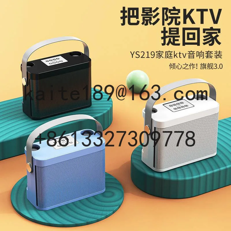 YS-219 Home TV KTV سماعة لاسلكية تعمل بالبلوتوث مكبر صوت ميكروفون لاسلكي ميكروفون صوت الكل في واحد صوت صغير